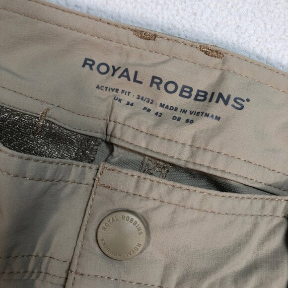 Royal Robbins Pants Men's 34x31 Beige Straight Leg Cargo Pocket Hiking‎ Outdoor - Picture 3 of 16